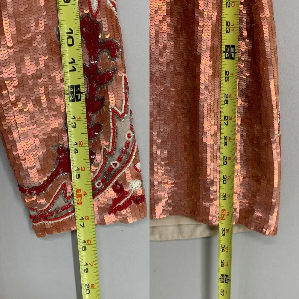 Needle & Thread Tapestry Motif Mini Dress US 6 Rose Gold Sequin Cocktail - Picture 10 of 16